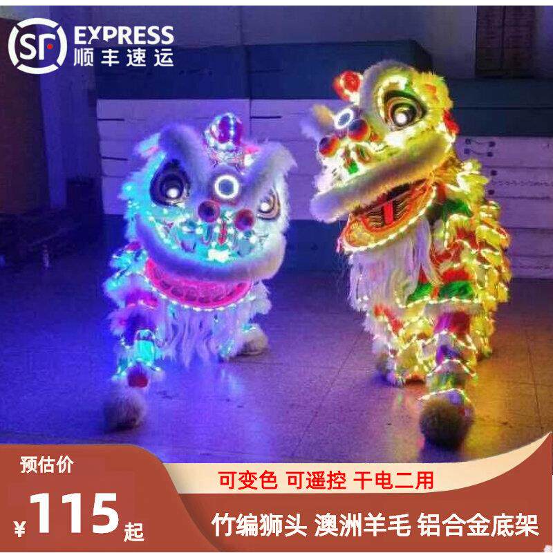 夜光狮荧光狮双人舞狮道具南狮全套佛山舞狮醒狮用品成人整套龙狮