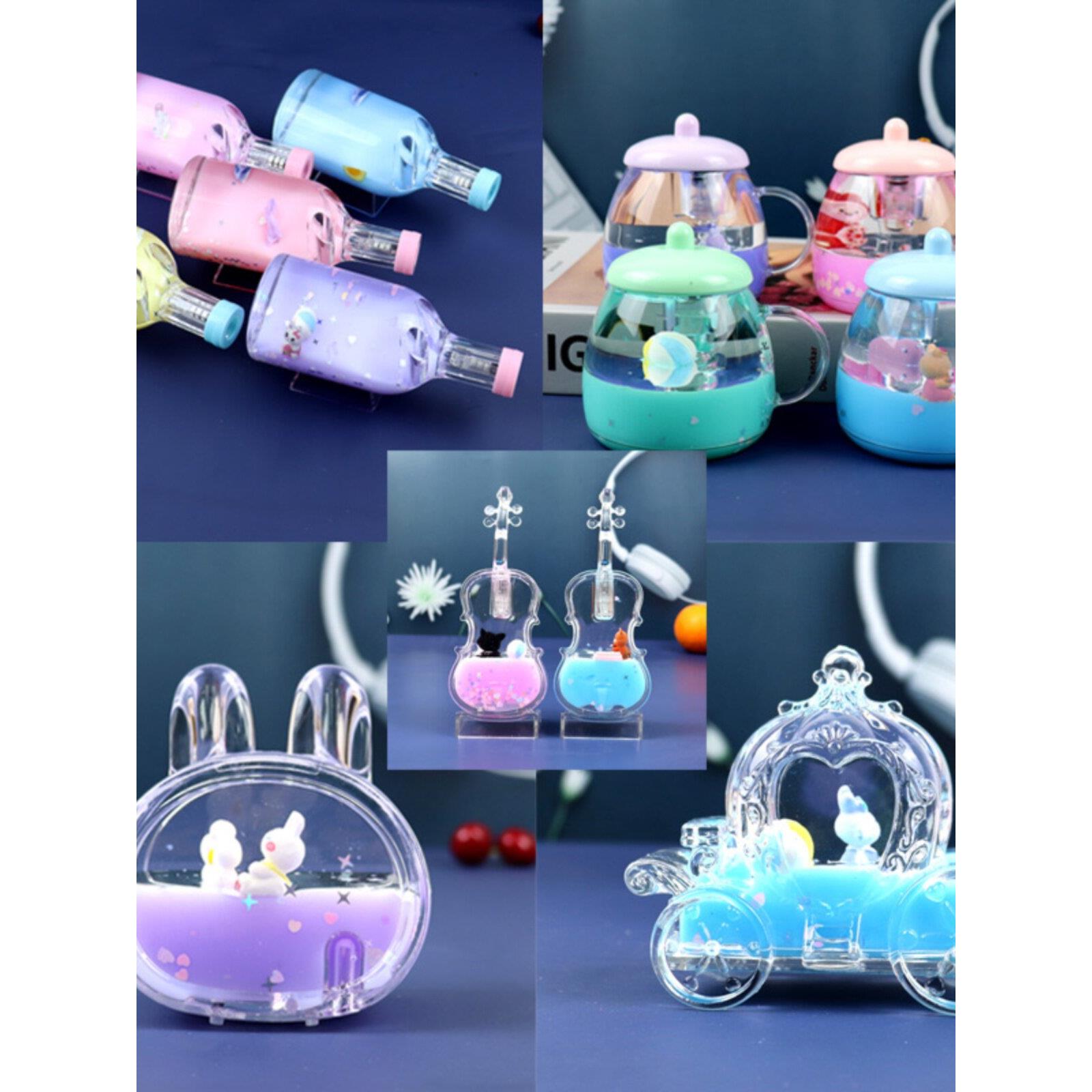 儿童玩具卡通漂浮沙漏摆件南瓜车创意油滴笔插液体流沙玩具摆件