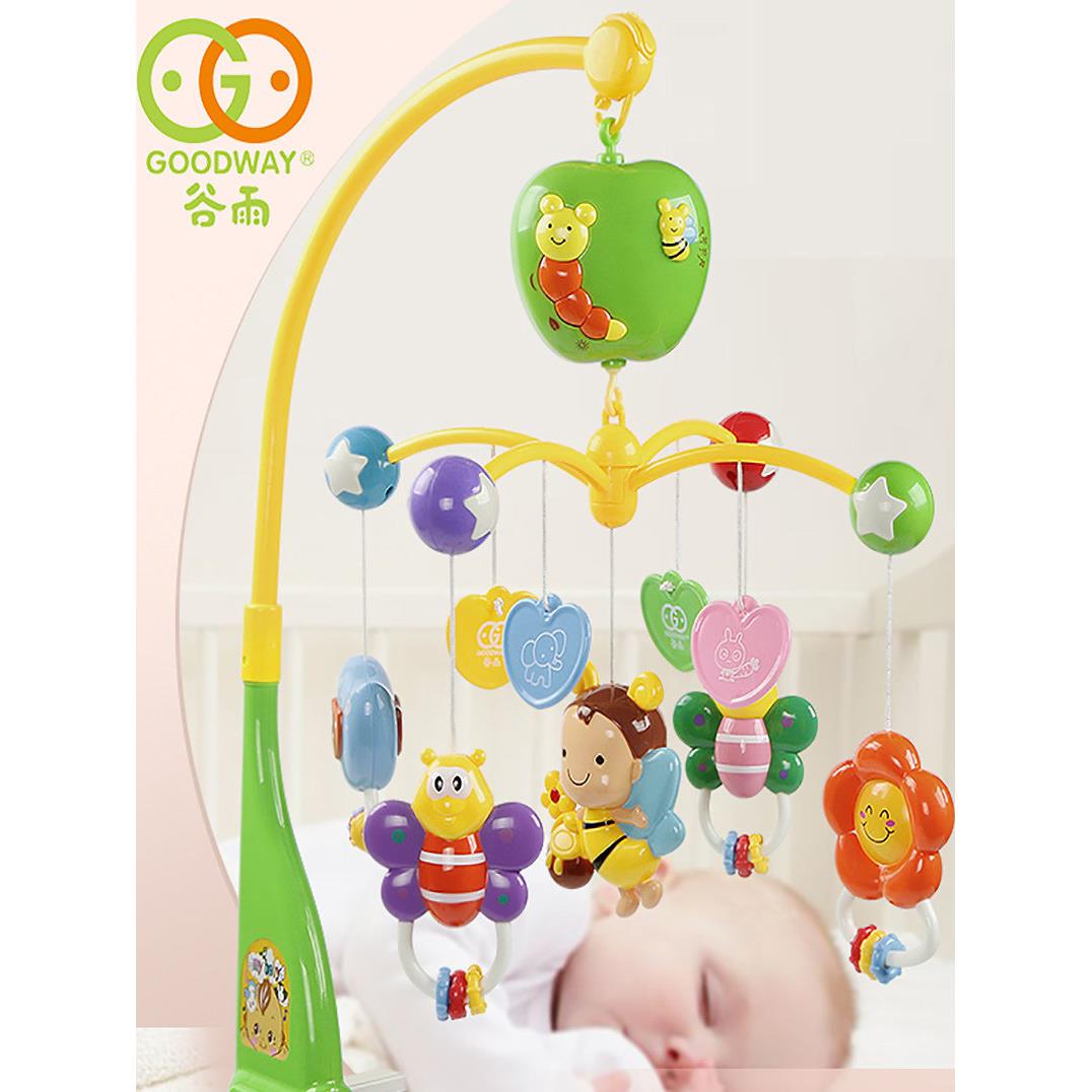 谷雨新生儿床铃0-1岁婴儿玩具3-6个月宝宝益智音乐旋转摇铃床头铃