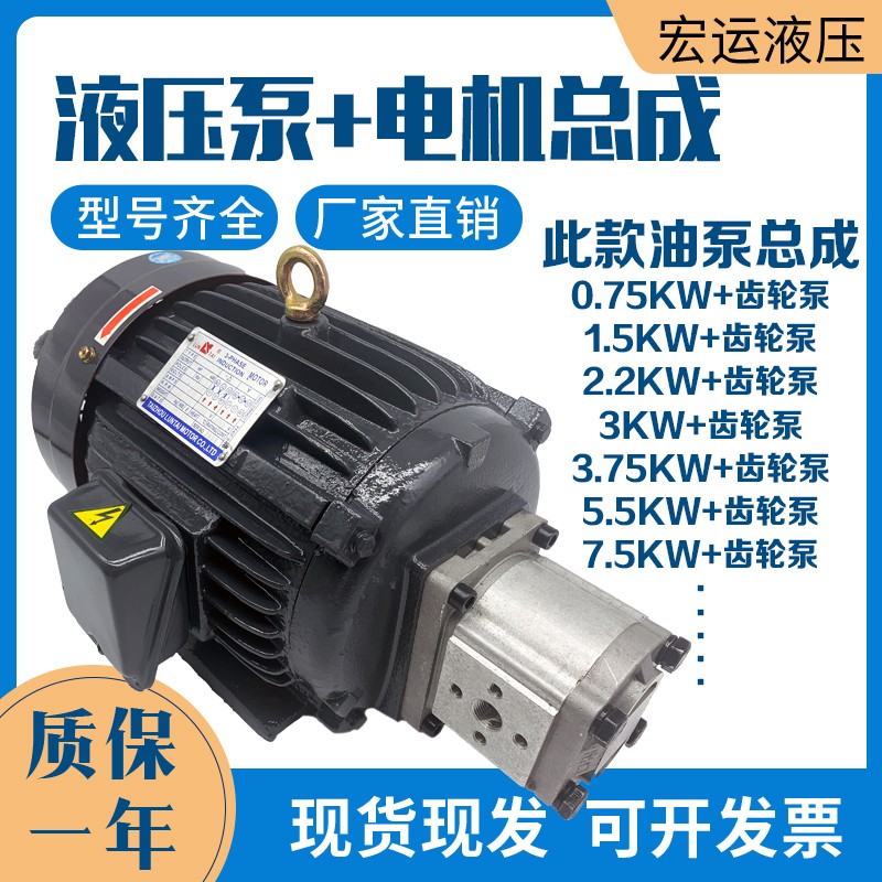 液压油泵电机组CBN+1.5KW2.2KW液压泵总成内轴电机液压站配件系统图片