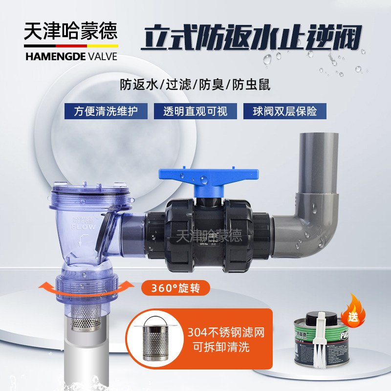哈蒙德止逆阀厨房专用下水道防反水逆止阀卫生间洗手盆下水止逆阀
