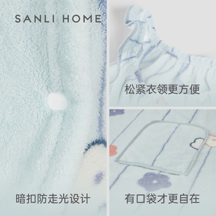 浴袍 三利浴裙浴巾女家用比吸水裹巾大人珊瑚绒可穿可裹浴巾式