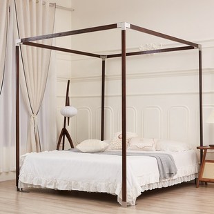 定制实木头床加粗单独买卖蚊帐支架方形婚庆床幔框架四柱家用民宿
