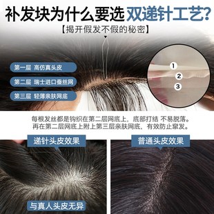 双递针手织头顶发片真发假发片女隐形遮白发高炉顶蓬松直发片