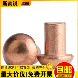 帽商标铭牌铆钉纯铜毛钉M2M3M4M5M6M8 紫铜圆头实心铆钉铆钉元