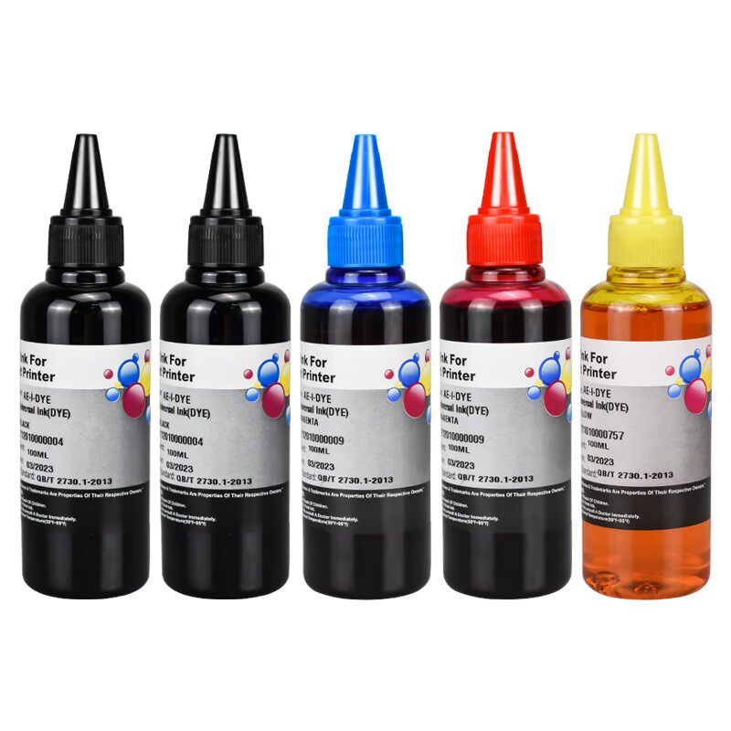 通用爱普生喷墨彩色打印机5色墨水连供墨盒加墨专用油墨补充 黑彩