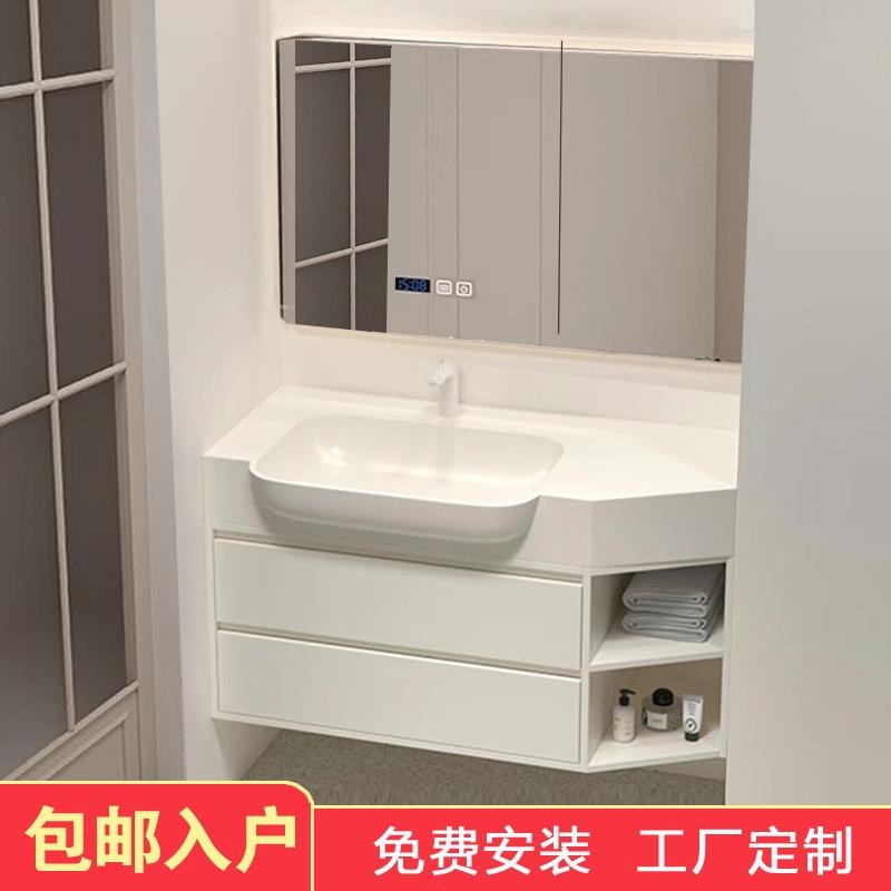 浴室柜可丽耐一体大肚盆小户型窄边斜角切角异形洗手盆洗漱台定制