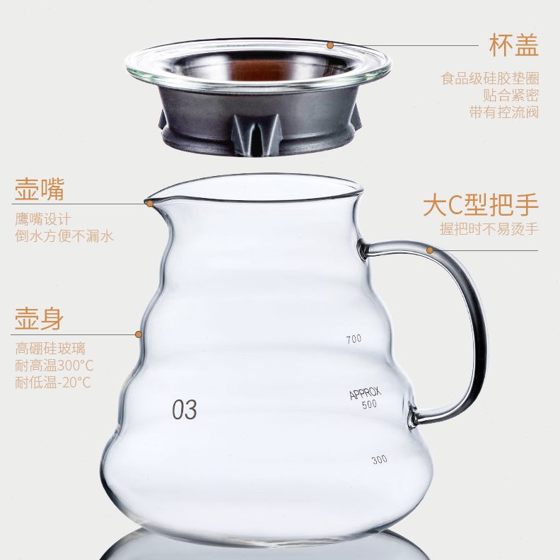 直销手冲咖啡壶套装家用长嘴手冲壶玻璃分享壶V60过滤杯咖啡器具