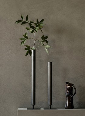 中古风铁艺黑色插花花瓶客厅干花装饰花器禅意风高级感中式摆件