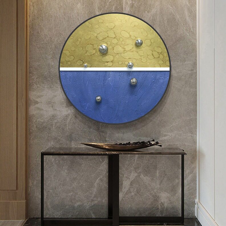 直销现设计师原创手绘装饰画客厅简约金属球挂画样板房沙发背景墙