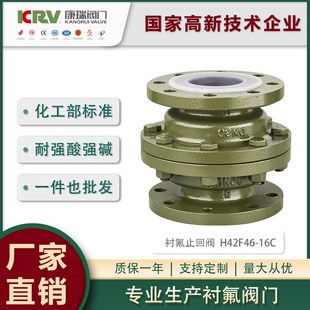 衬氟止回阀法兰防腐耐酸碱单向阀逆止阀DN250 H42F46 10C 16C 立式