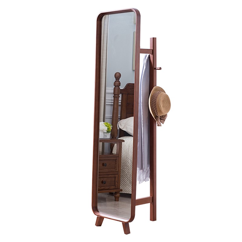 家用实木挂衣镜衣帽架一体落地镜贴墙挂墙自粘全身穿衣镜试衣镜子