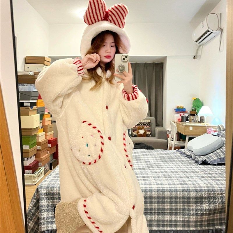 少女可爱珊瑚绒睡衣女冬季新款公主风加厚保暖长版睡袍家居服睡裙,女士内衣/男士内衣/家居服,睡袍/浴袍,淘宝优惠券,粉丝福利购,淘宝优惠卷