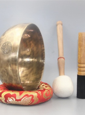 正宗满月钵颂钵尼泊尔纯手工OM音铜钵瑜伽音疗音钵摆件