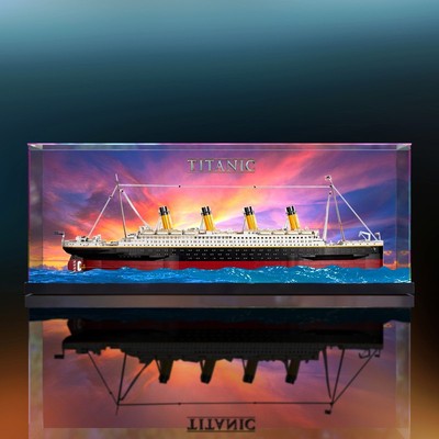 高透明亚克力10294泰坦尼克号积木模型防尘罩收纳展示盒