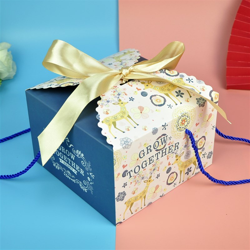 儿童礼品袋宝宝满月礼盒包装盒礼物盒方盒小孩生日回礼喜糖盒子空
