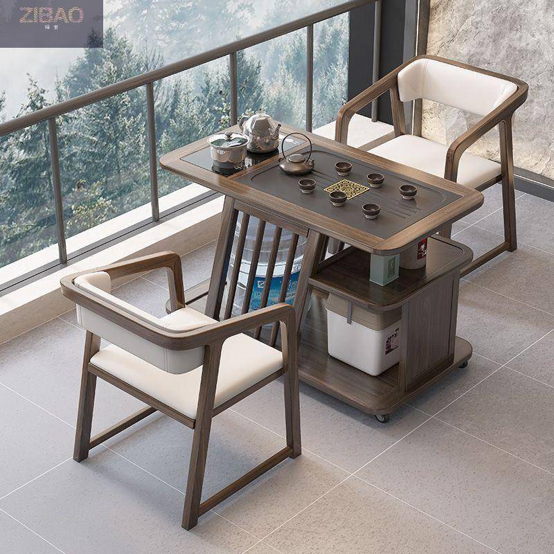 实木可移动阳台茶桌椅组合小户型家用功夫茶台客厅简约烧水泡茶几