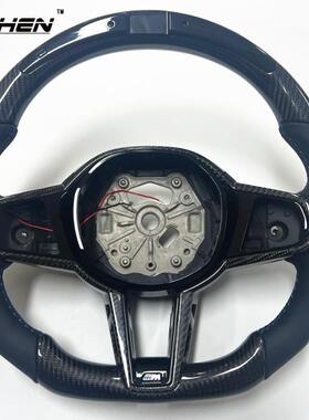 适用宝马M2M3M4G80G82G87改装LED碳纤维方向盘24款CS方向盘