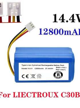 适用于LIECTROUX C30B机器人吸尘器的大容量电池12800mAh 14.4V