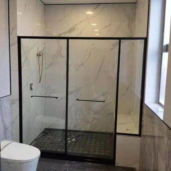 门一两用T型淋浴房极窄平开移门浴室干湿分离玻璃隔断一字形沐浴