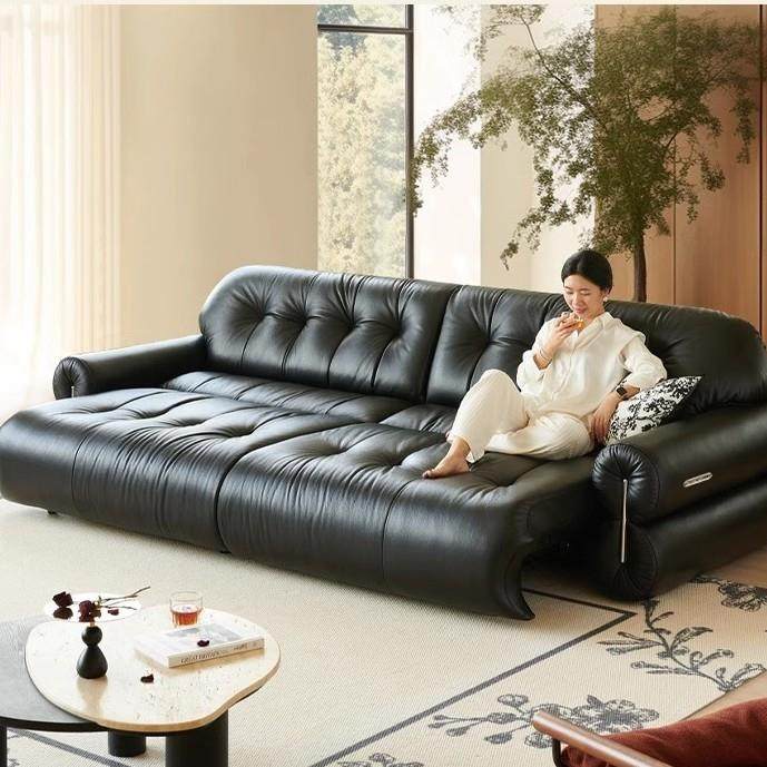 儒黛法式设计师黑糖电动伸缩直推云朵沙发黑色真皮复古风沙发床,农机/农具/农膜,其它农用工具,淘宝优惠券,粉丝福利购,淘宝优惠卷