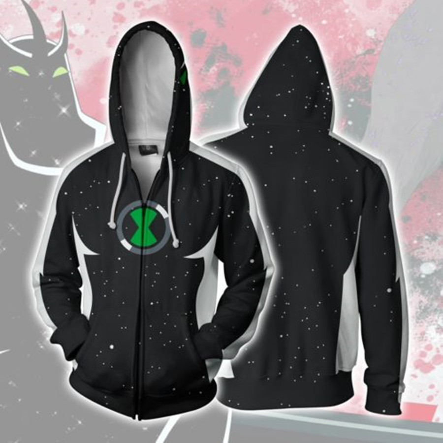 新款漫威 外星人ben10入侵者3d数码印花开衫连帽拉链卫衣