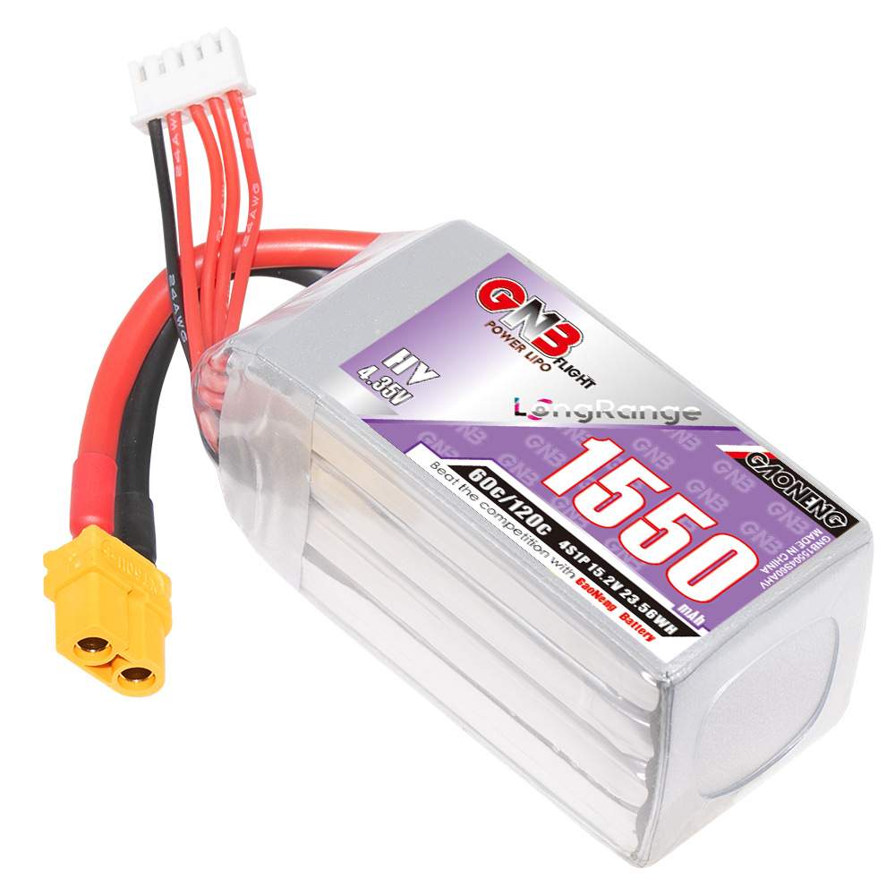 GNB高能1550mAh 4S 15.2V 60C适配5寸穿越机航模FPV高倍率锂电HV