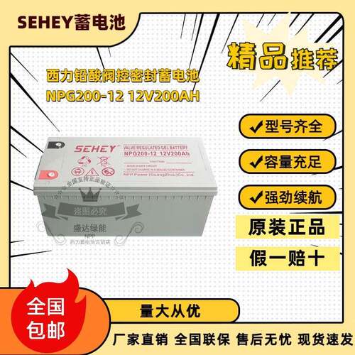 西力SEHEY蓄电池NPG100-12免维护光伏路灯太阳能胶体电池12V200AH