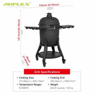 陶瓷烧烤炉烟熏炉碳烤炉家用KAMADO22寸BBQ美式慢烤大铁蛋陶瓷炉