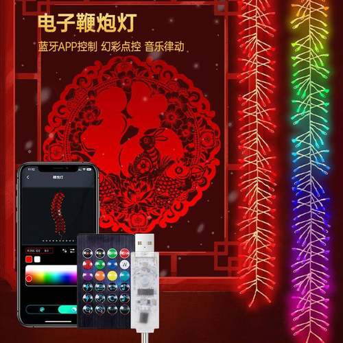 铜线鞭炮灯串挂灯RGB圣诞节日浪漫装饰氛围灯彩灯ledled灯
