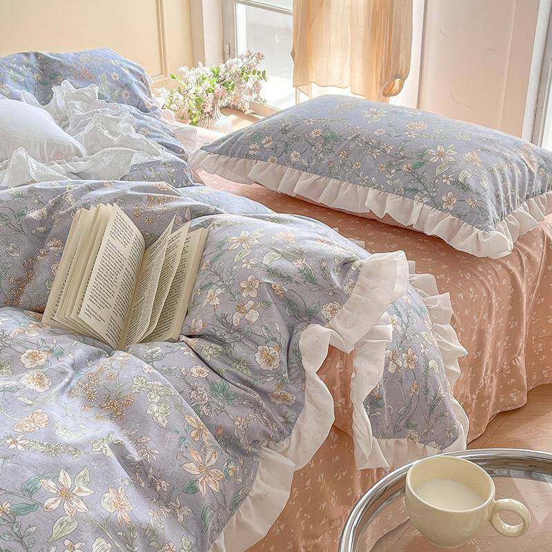 春季小清新全棉印花四件套雪纺花边纯棉被套床单床笠款1.2m三件套,纺织面料/辅料/配套,纺织机械配件,淘宝优惠券,粉丝福利购,淘宝优惠卷