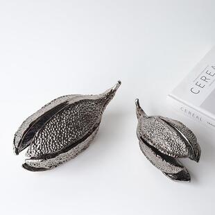 创意金属豆荚装饰摆件样板间大堂茶几售楼处软装电视柜背景直播间