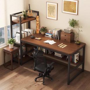 书桌书架转角组合家用电脑桌学生学习收纳铁艺文件架办公室桌子