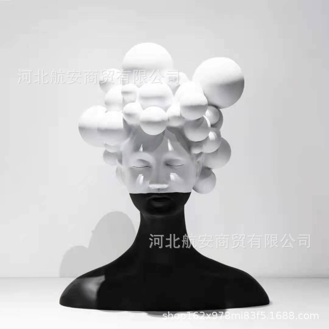 现代简约人物摆件女人头像树脂工艺品大厅客厅桌面玄关软装饰品