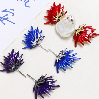 铜镀真金保色阿飘滴油翅膀SIY手工饰品自制巴洛克插针配件材料