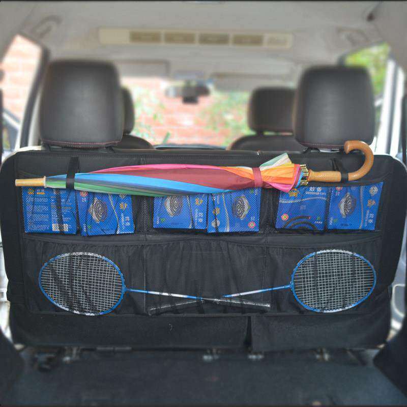 汽车后备箱椅背收纳袋座椅挂袋车载椅背置物储物袋SUV网兜挂钩伞