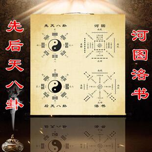 易经文化河周易图洛书先天后天八卦图挂画客厅玄关办公室卷轴挂画