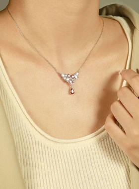 欧美时宝吊坠锁骨链设计感s925纯银彩色锆石项链女轻奢高级感
