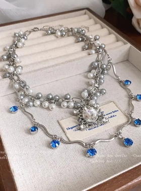 镶钻水滴流苏项链轻奢高级感锁骨链时尚百搭宫廷风项饰女