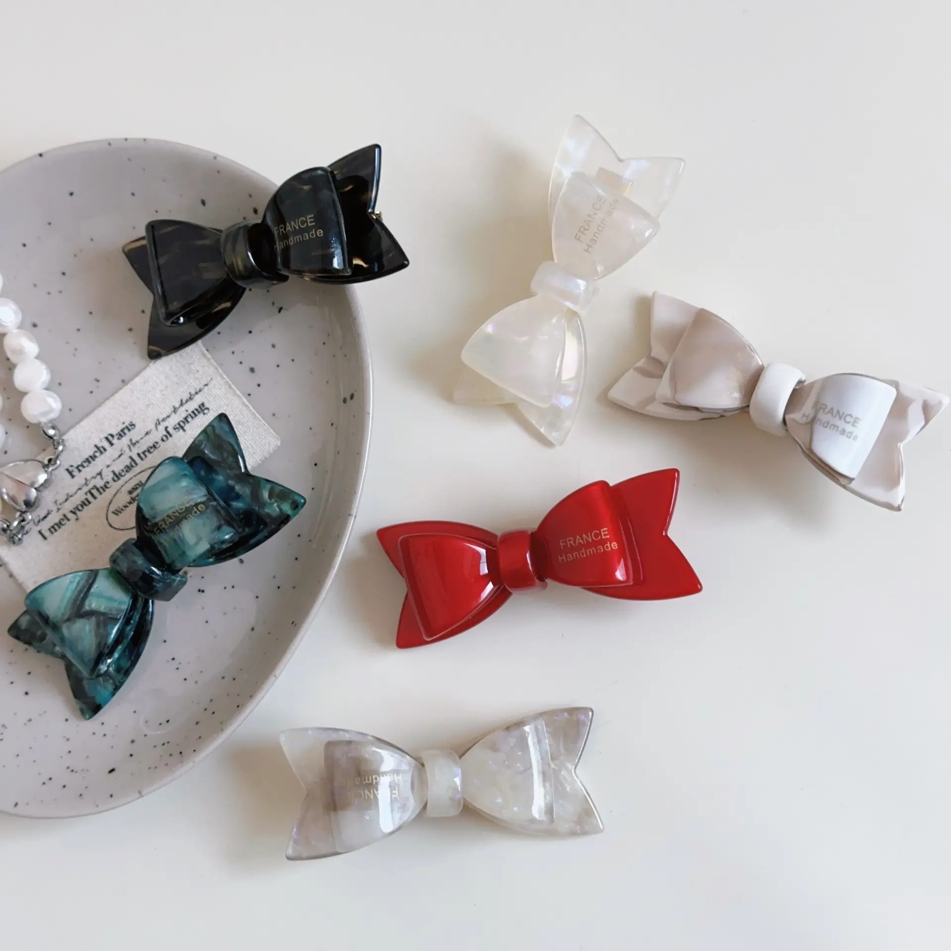 简约醋酸鸭嘴夹甜美结侧边碎发刘海夹高级感精致新款发夹发饰