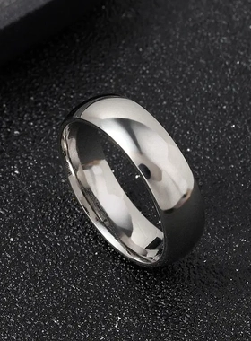 不锈钢饰品 简约亮光面6mm内外圆弧素圈钛钢戒指情侣戒指指环
