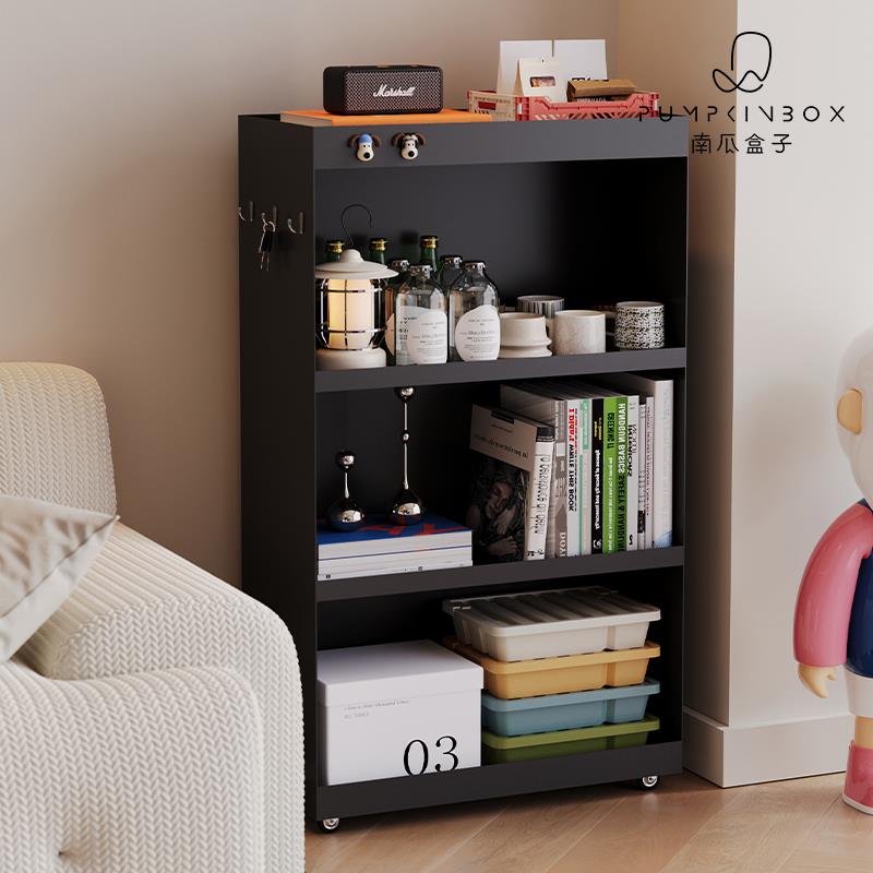 可移动推车置物架北欧简约家用客厅落地书架收纳柜简易多层储物架