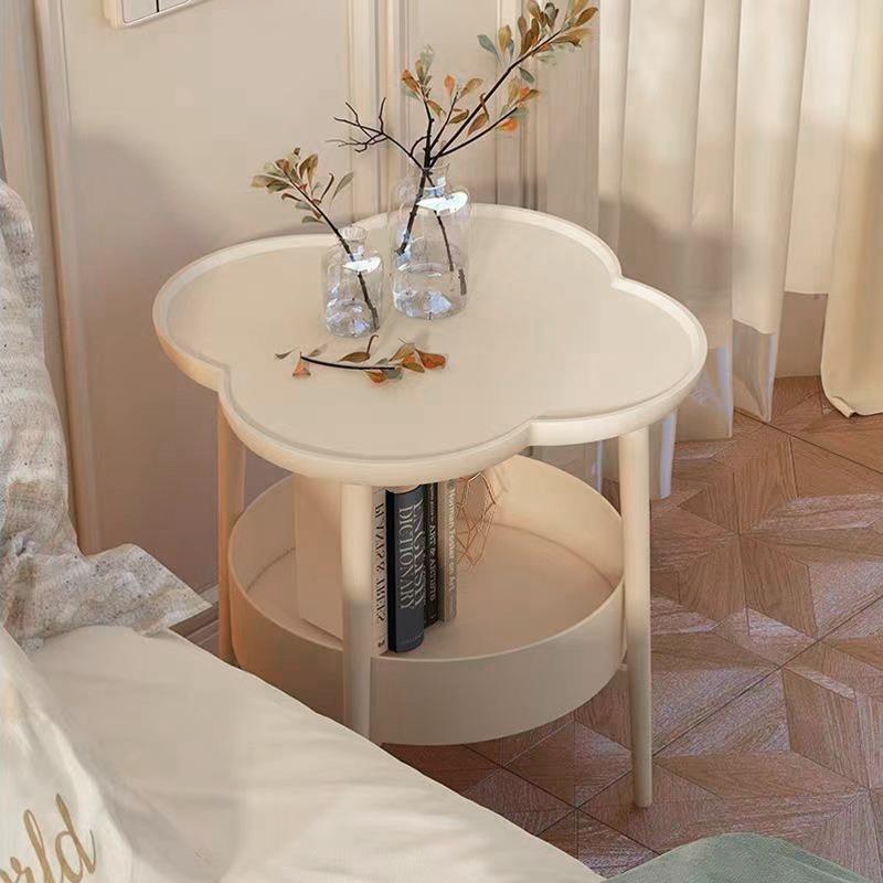 床头柜现代简约家用卧室小型迷你花朵边几简易铁艺置物架桌奶油风