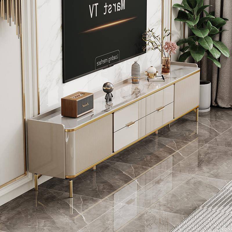 茶几电视柜组合简约现代轻奢高级感客厅家用2025新款岩板欧式高款