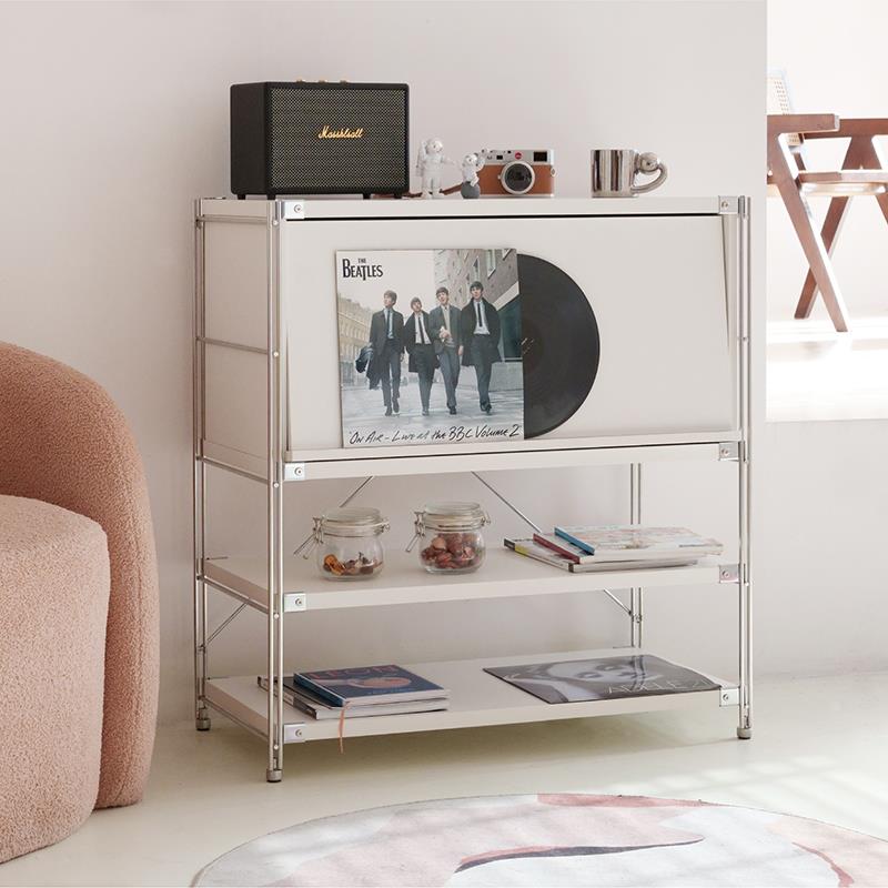 JC青年良品白色柜子杂志柜不锈钢客厅边柜置物柜包豪斯置物架收纳