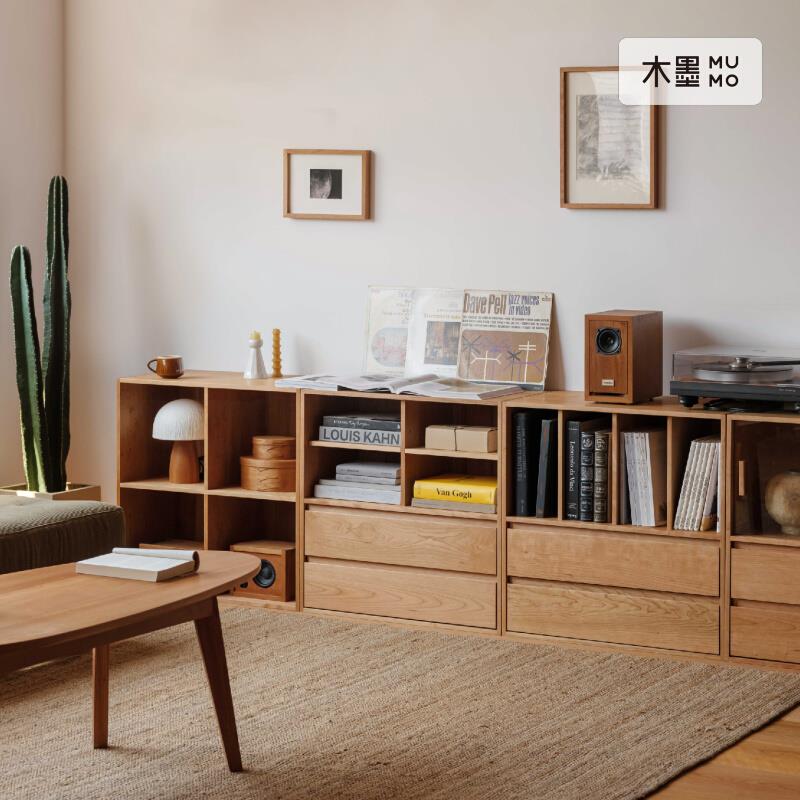 MUMO木墨半墙边柜实木收纳置物矮书柜多功能储物组合电视柜子