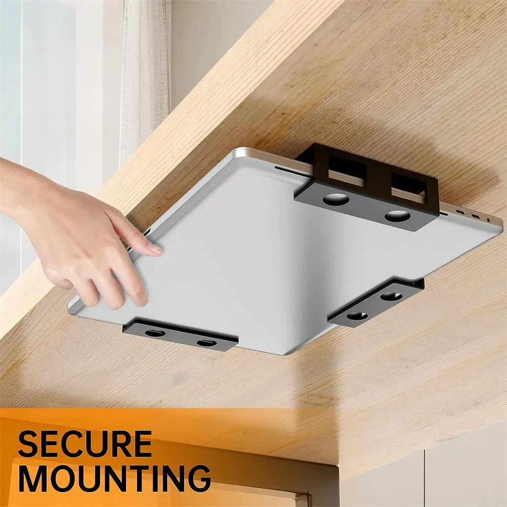 家居收纳桌下笔记本支架金属笔记本黑色桌下支架隐形收纳架