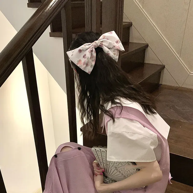 韩国mona同款超大碎花大肠发圈女扎头发绳头花头绳结发夹头饰