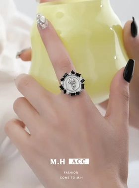 滴油立体玫瑰戒指女ins嘻哈朋克风指环小众设计个性高级感食指戒