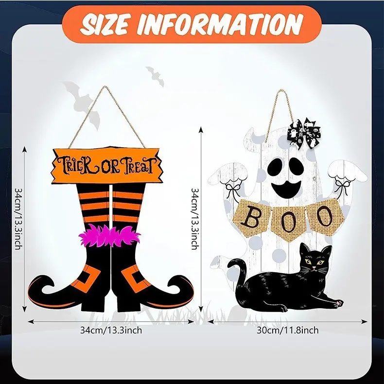 万圣节boo装饰幽灵标志前门挂牌花环装饰木门万圣节派对挂件